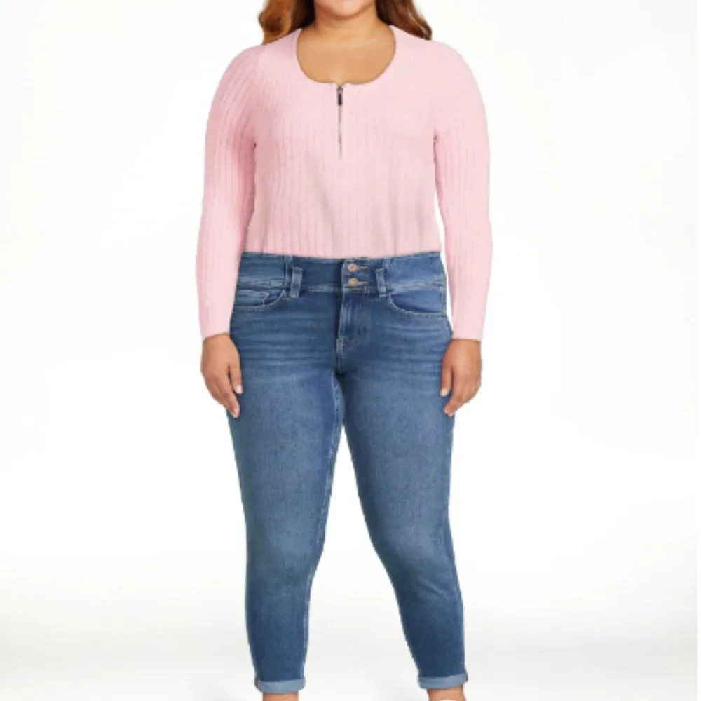 No Boundaries Double Button Roll Cuff Corset Jeans Juniors 19 Plus Size 2X New